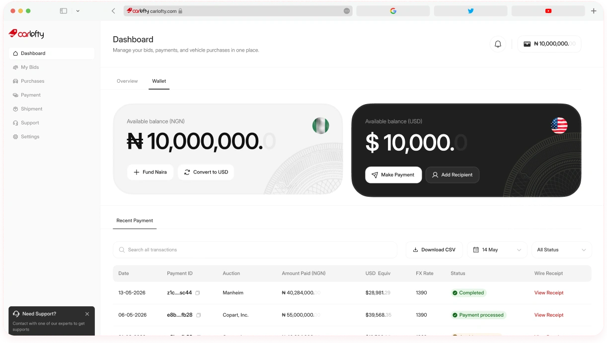 Auction and Dealership Payment